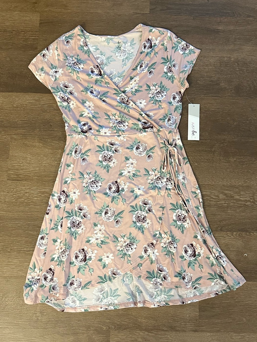 NWT Pink floral faux wrap dress